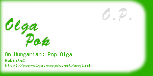 olga pop business card